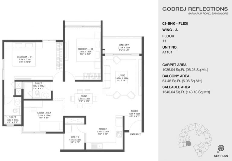 3 BHK – 1540 – Godrej Reflections
