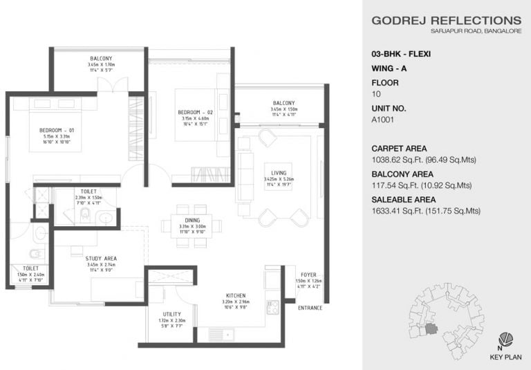3 BHK – 1633 – Godrej Reflections