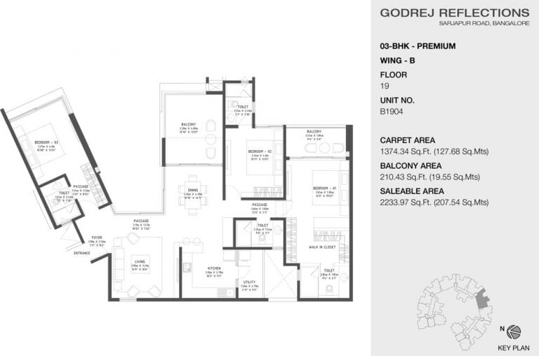 3 BHK Premium – 2233 B – Godrej Reflections