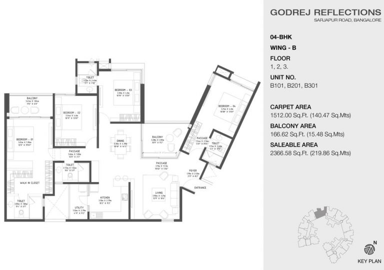 4 BHK – 2366 B (1 to 3) – Godrej Reflections