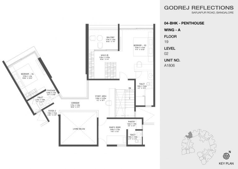4 BHK Penthouse – 19th Floor – Godrej Reflections