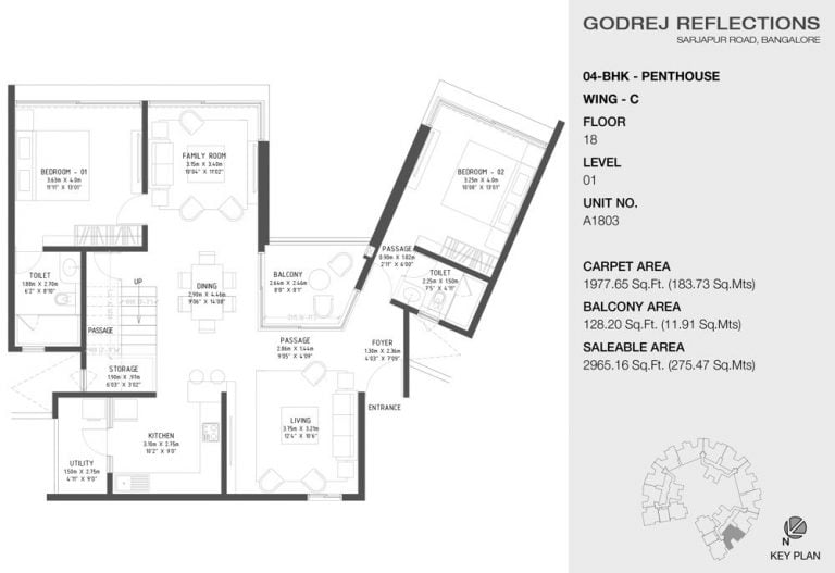 4 BHK Penthouse – 2965 C (18th Floor) – Godrej Reflections