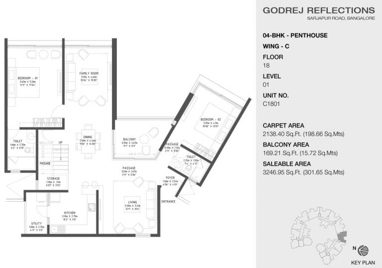 4 BHK Penthouse – 3246 C (18th Floor) – Godrej Reflections