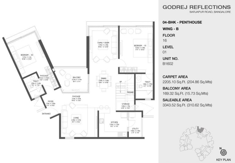4 BHK Penthouse – 3343 B (16th Floor) – Godrej Reflections