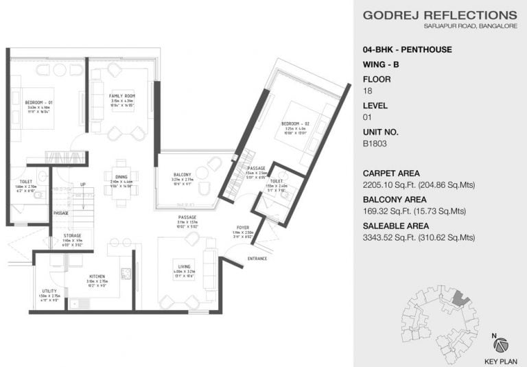4 BHK Penthouse – 3343 B (18th Floor) – Godrej Reflections