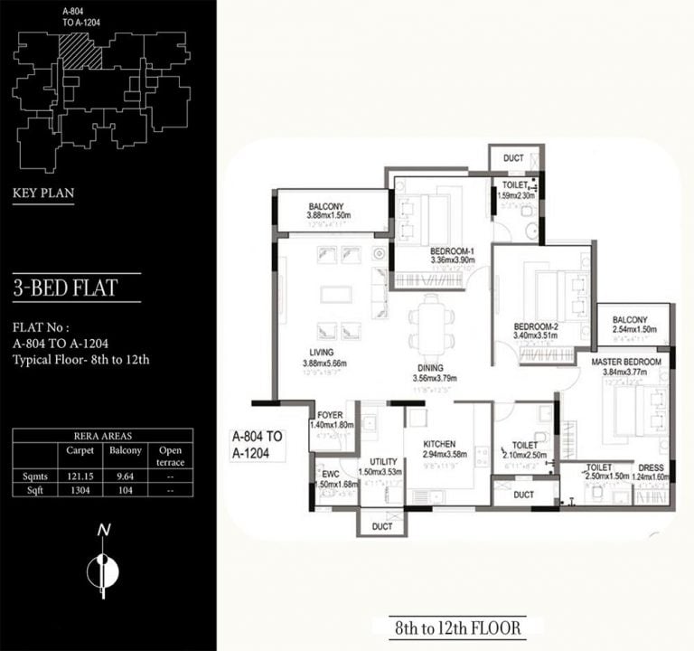 3 BHK – 1408 – Kolte Patil 24K Grazio Floor Plans