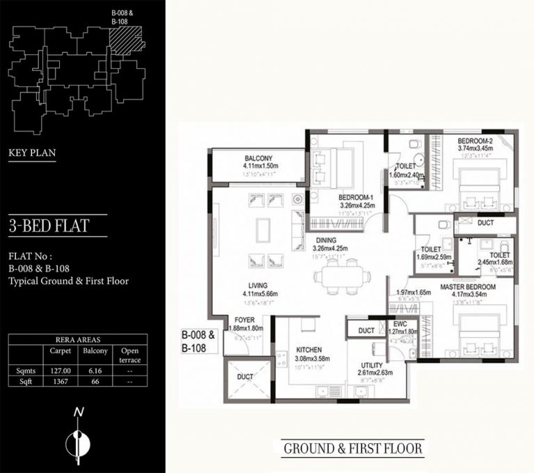 3 BHK – 1433 – Kolte Patil 24K Grazio Floor Plans