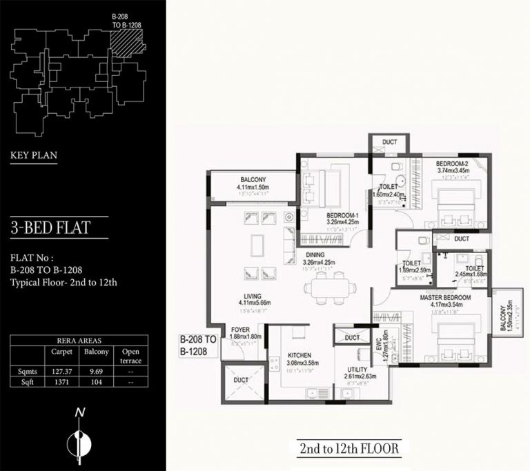 3 BHK – 1475 – Kolte Patil 24K Grazio Floor Plans