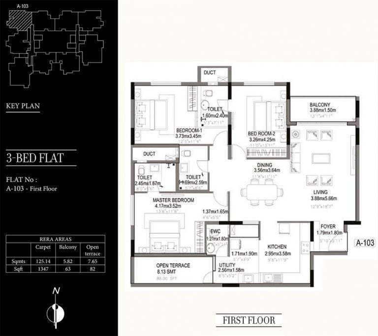3 BHK – 1492 – Kolte Patil 24K Grazio Floor Plans