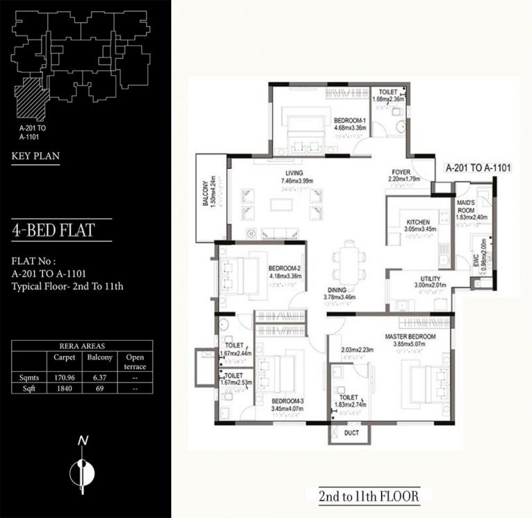 4 BHK – 1909 – Kolte Patil 24K Grazio Floor Plans
