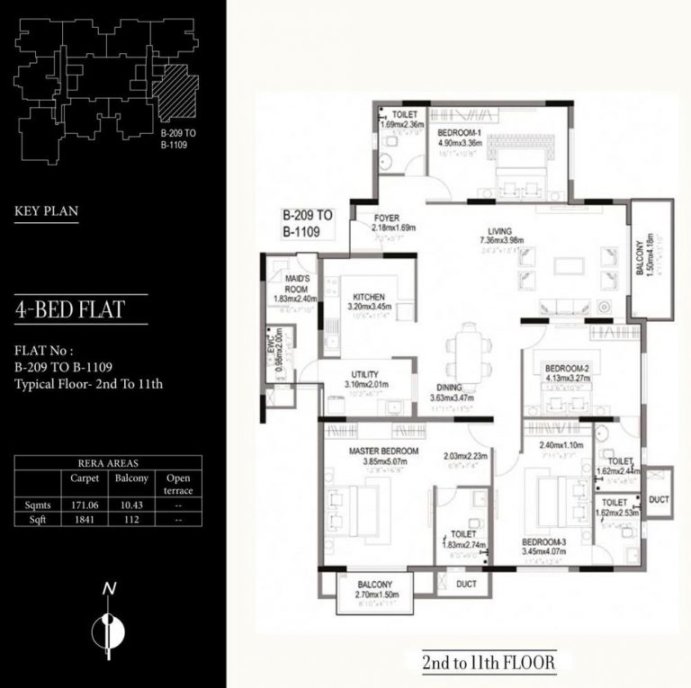 4 BHK – 1953 – Kolte Patil 24K Grazio Floor Plans