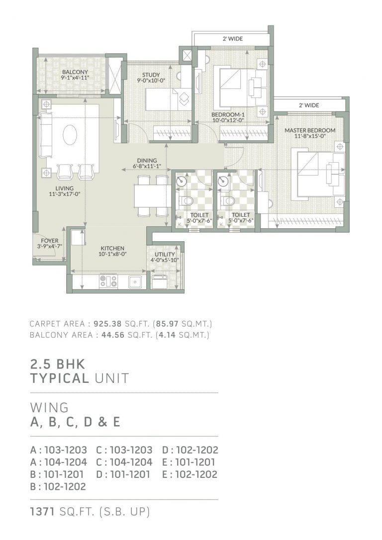 Orchid Piccadilly 2.5 BHK Floor Plan