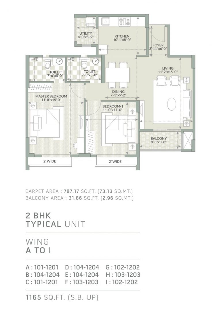 Orchid Piccadilly 2 BHK Floor Plan