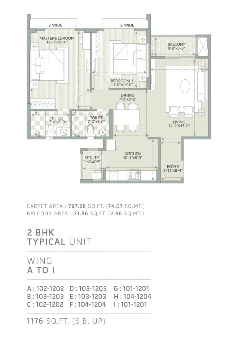 Orchid Piccadilly 2 BHK Floor Plan 2