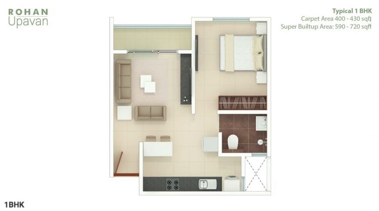Rohan Upavan Floor Plan 1 BHK