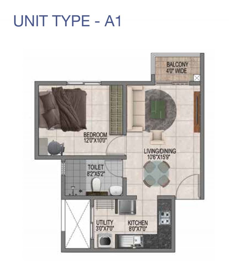 Prestige Jindal City Floor Plan 1 BHK