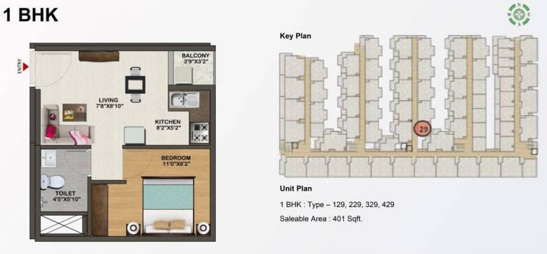 1 BHK – 401 Sowparnika Indraprastha