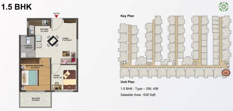 1.5 BHK – 636 Sowparnika Indraprastha