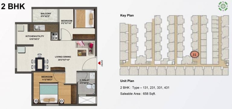 2 BHK – 658 Sowparnika Indraprastha