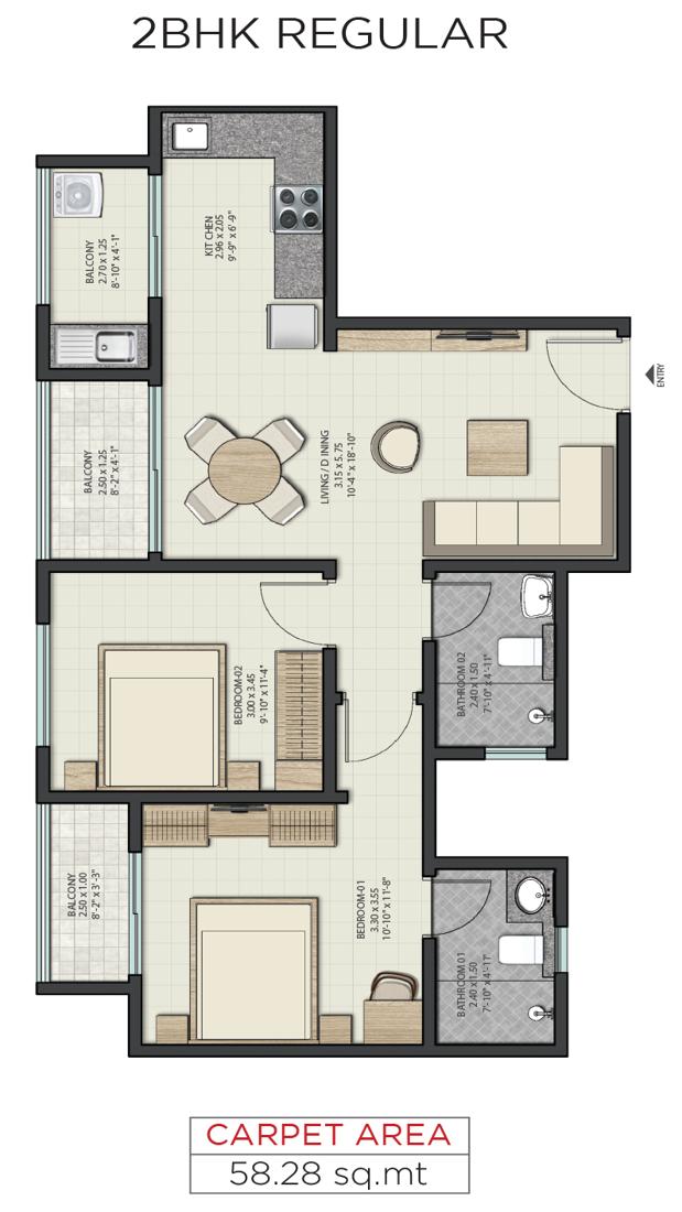 2 BHK Regular - Sobha Dream Gardens
