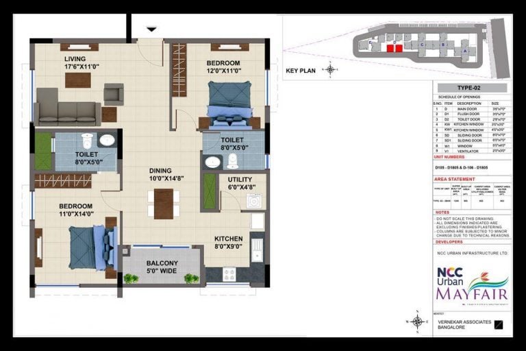 2BHK – 1205L NCC Urban Mayfair
