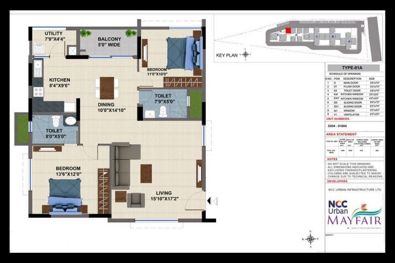 2BHK – 1285L NCC Urban Mayfair