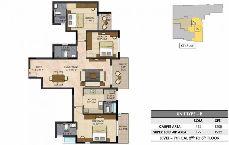 3 BHK – 1932 Prestige Botanique