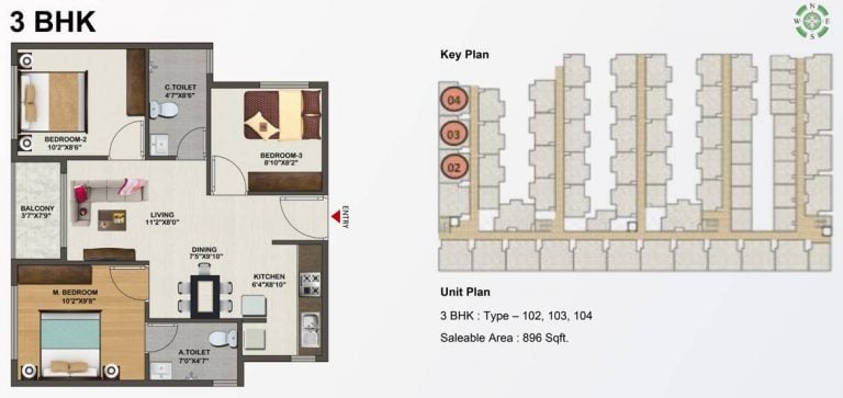 3 BHK – 896 Sowparnika Indraprastha