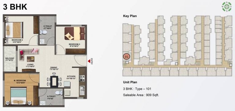 3 BHK – 909 Sowparnika Indraprastha