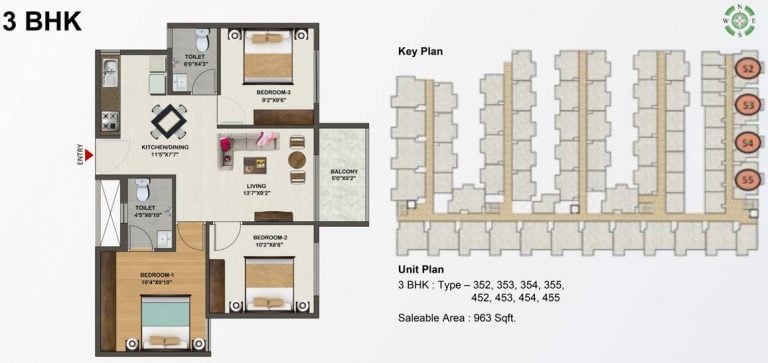 3 BHK – 963 Sowparnika Indraprastha