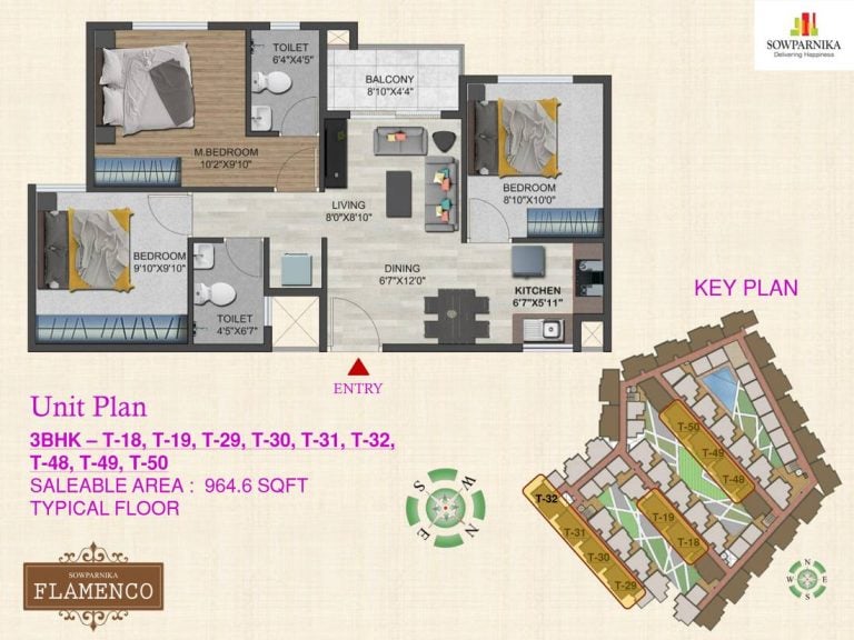 3 BHK – 964 Sowparnika Flamenco