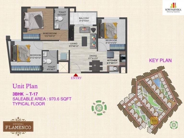 3 BHK – 970 Sowparnika Flamenco