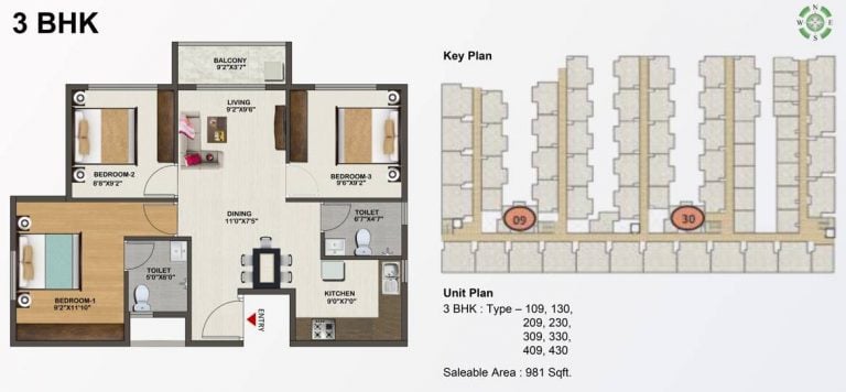 3 BHK – 981 Sowparnika Indraprastha
