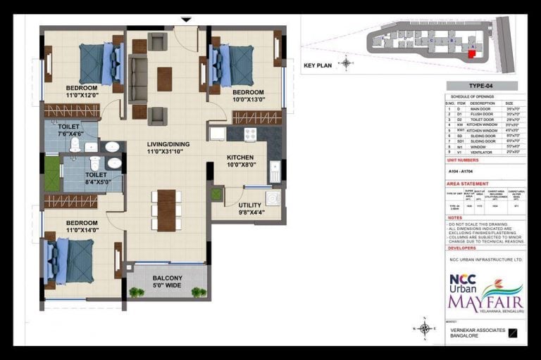 3BHK – 1430L NCC Urban Mayfair