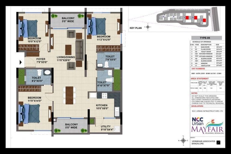 3BHK – 1595L NCC Urban Mayfair