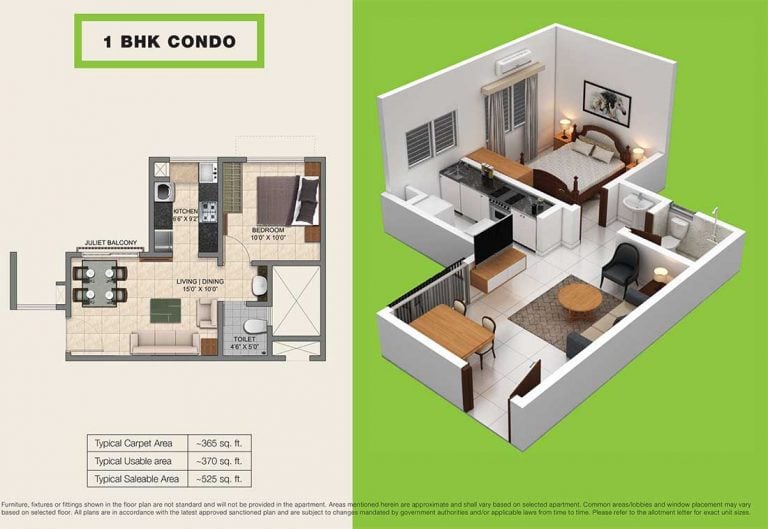 1-BHK-Condo-525 - Provident Central Park