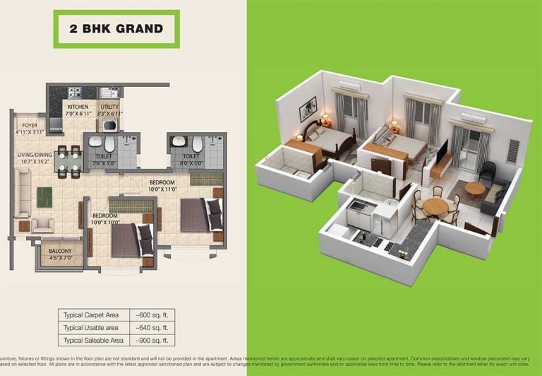 2-BHK-Grand-900 - Provident Central Park