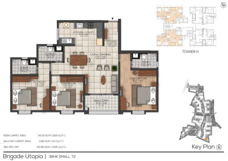 3-BHK-Small-1538 - Brigade Utopia