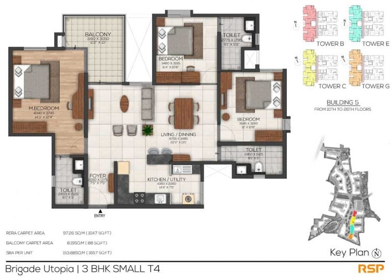 3-BHK-Small-1657 - Brigade Utopia