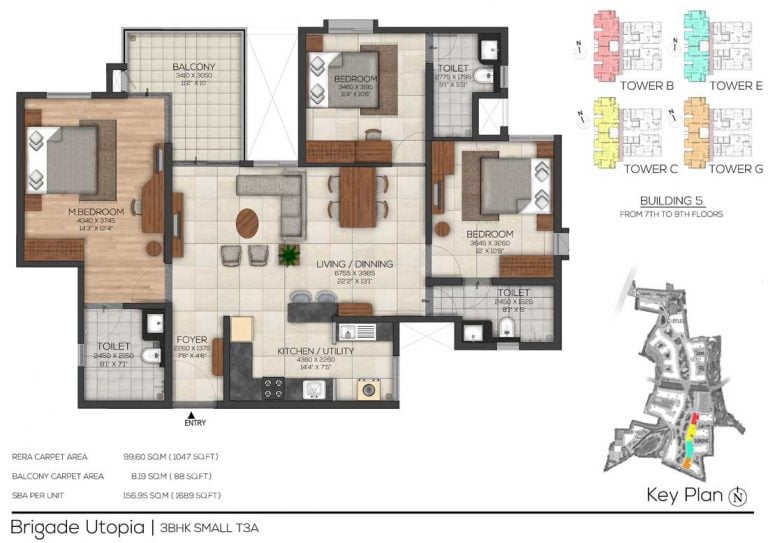 3-BHK-Small-1689 - Brigade Utopia