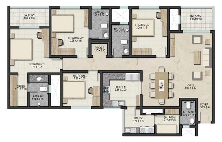 4 BHK - Sobha Royal Pavilion