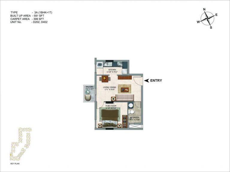 1 BHK - 597 CasaGrand Royce