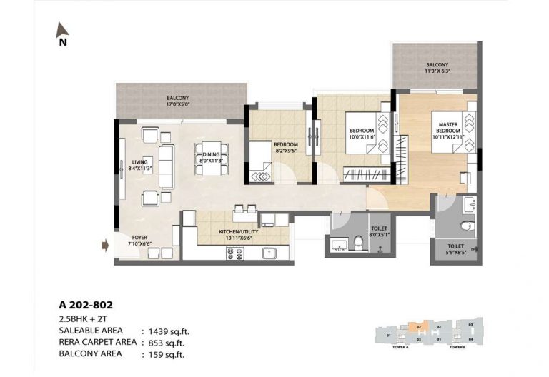 2.5 BHK 2T - 1439 DNR Spring Leaf