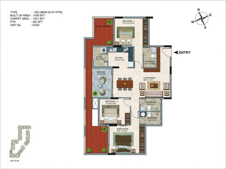 3 BHK - 1545 CasaGrand Royce