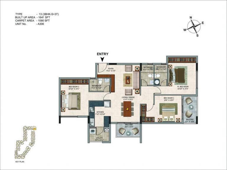 3 BHK - 1641 CasaGrand Royce