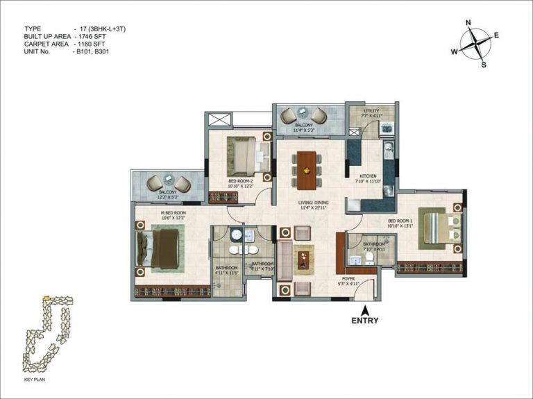 3 BHK - 1746 CasaGrand Royce