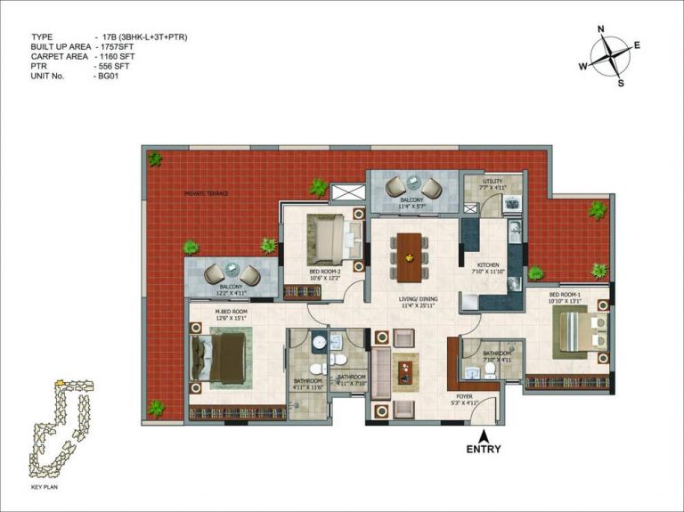 3 BHK - 1757 CasaGrand Royce