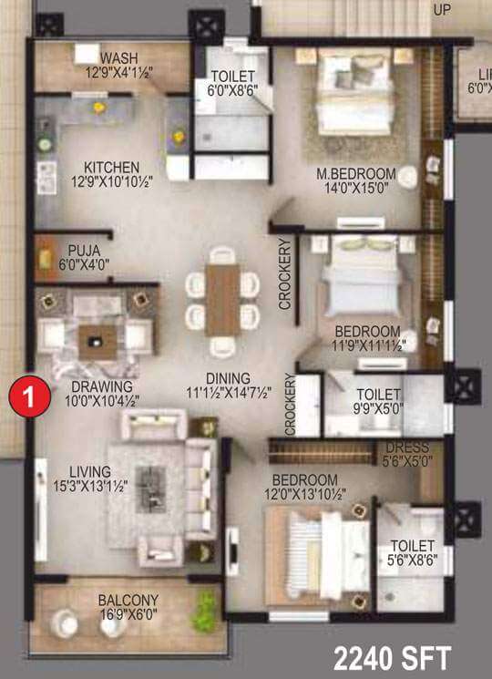 3 BHK 2240 - EIPL Apila Gandipet