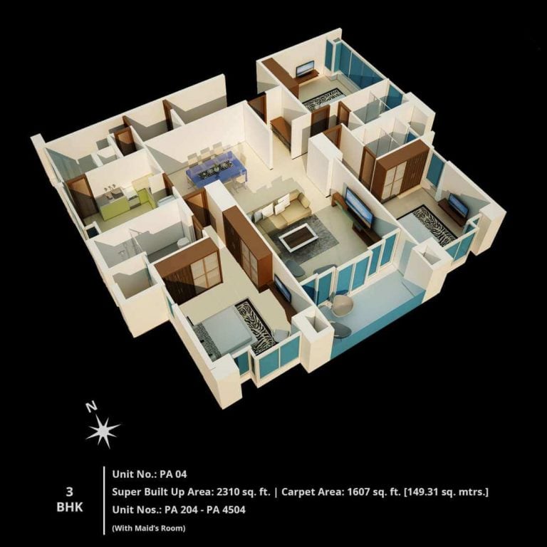 3 BHK 2310 - Block A - CNTC The Presidential Tower