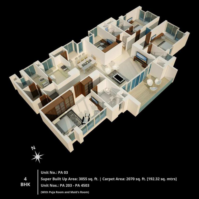 4 BHK 3055 - Block A - CNTC The Presidential Tower